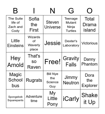Childhood show themes Bingo Card