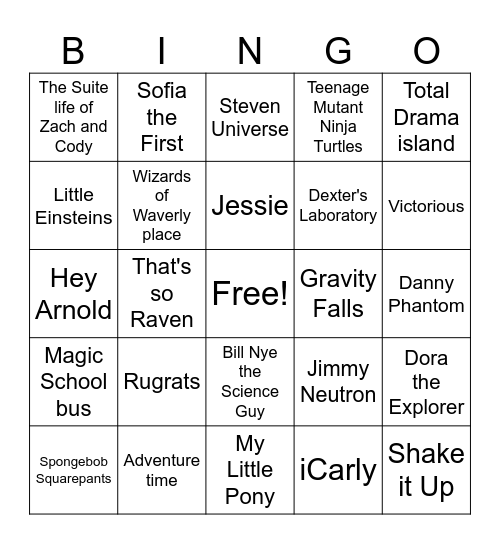 Childhood show themes Bingo Card