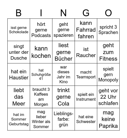 TEAM Bingo Card