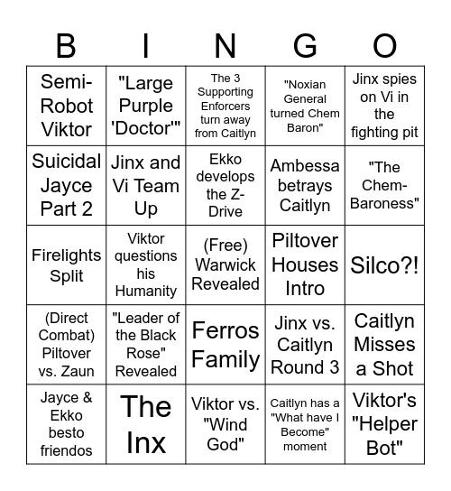 Arcane S2 Act 2 Bingo Card Bingo Card