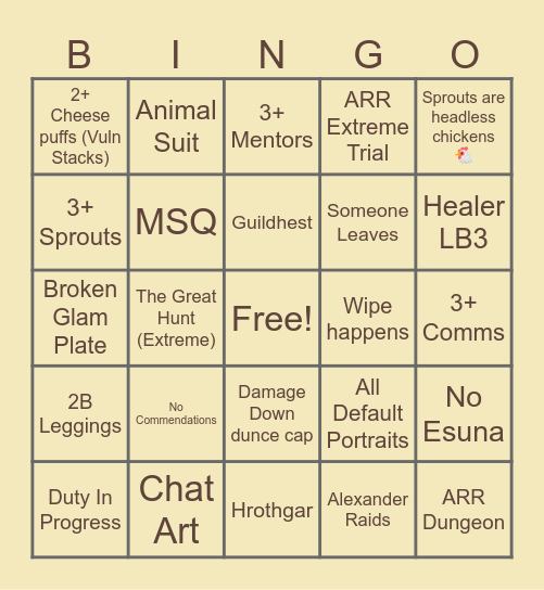 Mentor Roulette Bingo Card