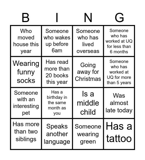 Planning Day Bingo Card