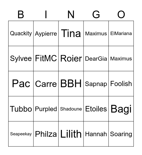 Squid Craft 3 Bingo Card