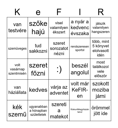 KeFIR Bingo Card