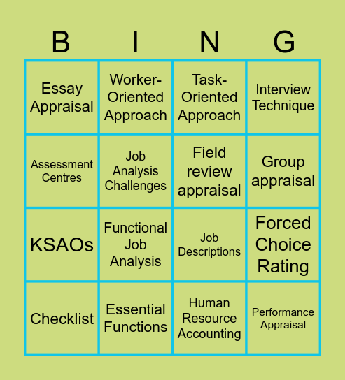 JOB ANALYSIS BING! Bingo Card