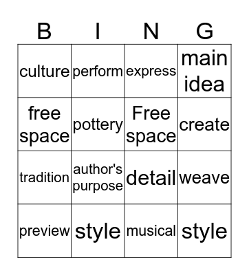 Unit 1 Week 1 Bingo Card