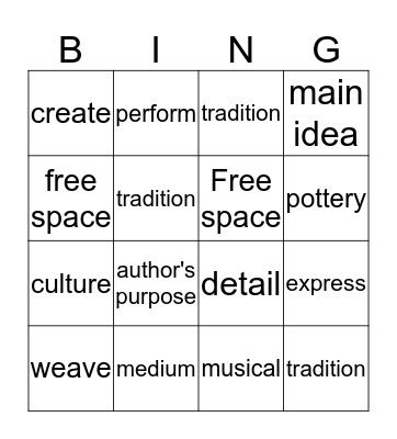 Unit 1 Week 1 Bingo Card