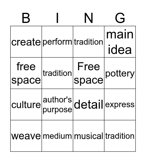 Unit 1 Week 1 Bingo Card