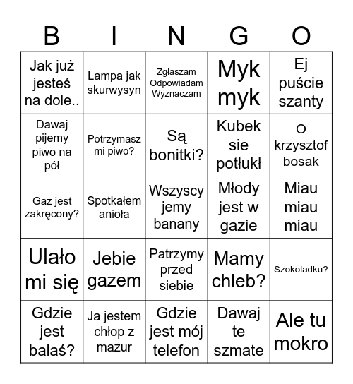 ORP HOLTER Bingo Card