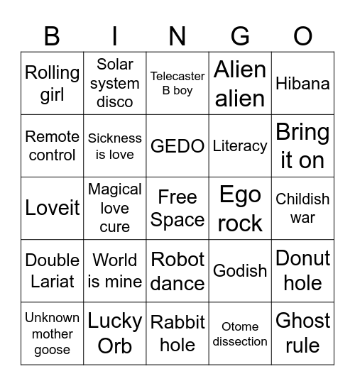Miku Expo Auckland Bingo Card