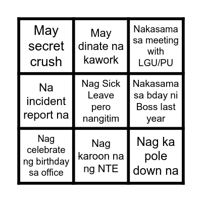 UAM BINGO Card