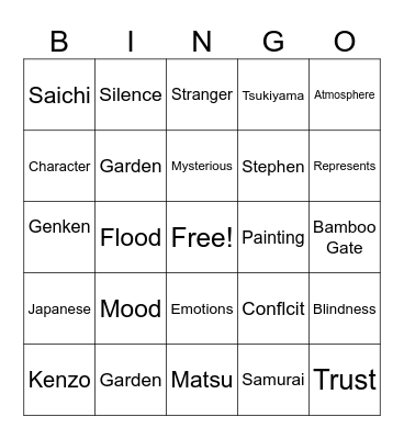 Stephens House and Garden Bingo Card