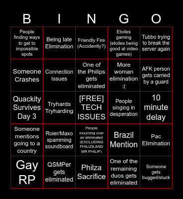 SQUID CRAFT 3, DAY 3 Bingo Card