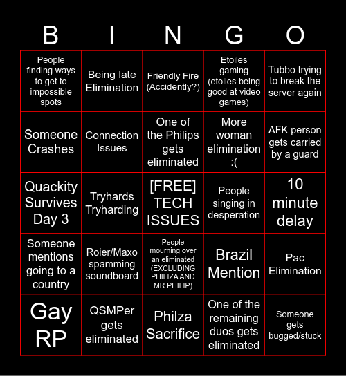 SQUID CRAFT 3, DAY 3 Bingo Card