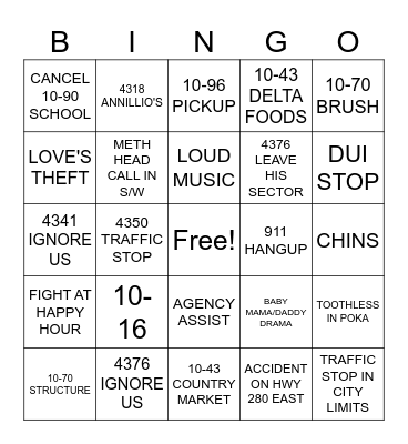 DISPATCH Bingo Card