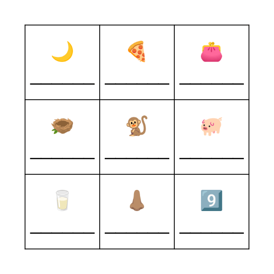 M & N & P Bingo Card