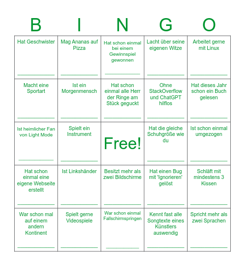 Azubiday#25 Bingo Card