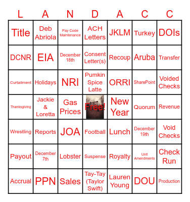 GOBBLE GOBBLE Bingo Card