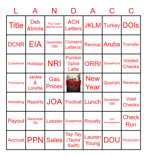 GOBBLE GOBBLE Bingo Card