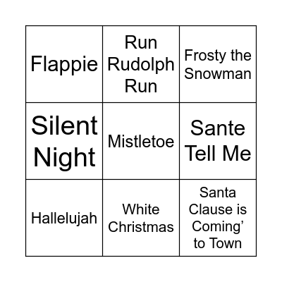 Winter Music Bingo Card