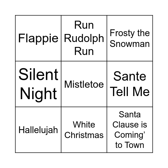 Winter Music Bingo Card