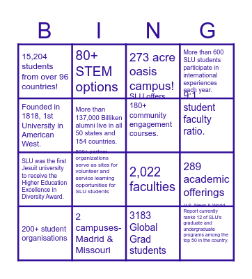 SLU BINGO Card
