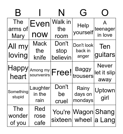 HITS 19 Bingo Card