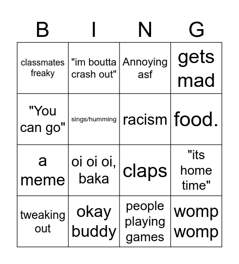 Toaster bingo Card