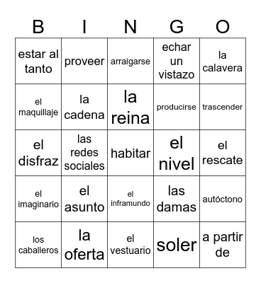 La Catrina y el Día de los Muertos Bingo Card