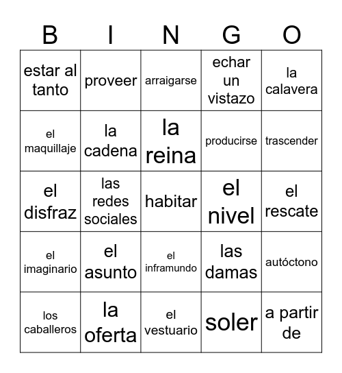 La Catrina y el Día de los Muertos Bingo Card