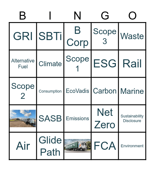 Sustainability for Freight Bingo Card