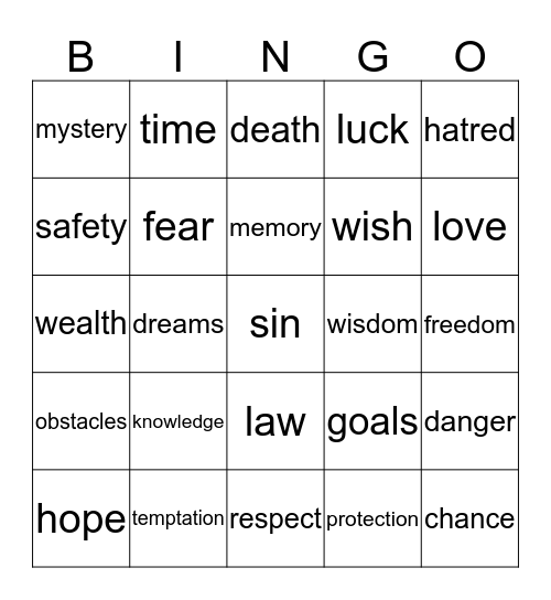 Symbolism Bingo Card