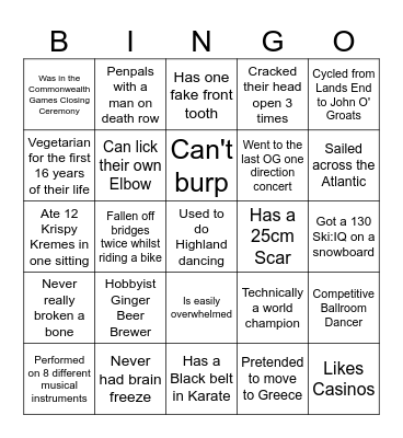 Carv Kicker Bingo ! Bingo Card
