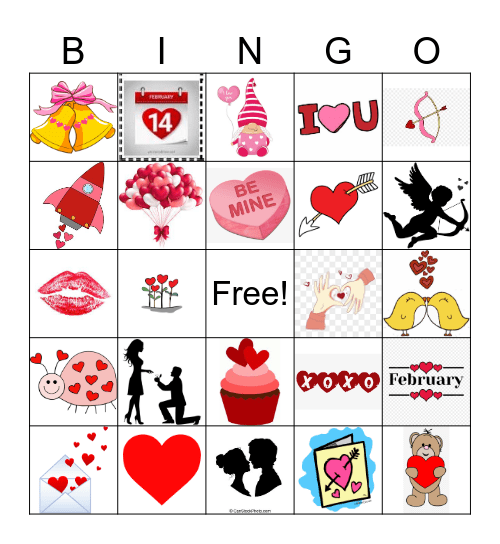 Valentines Day Bingo Card