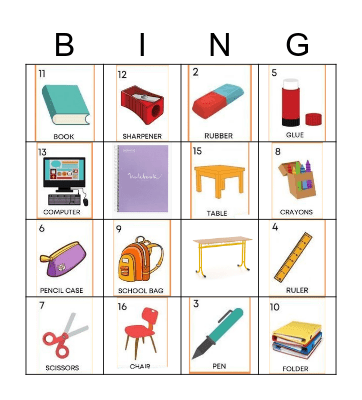 school Bingo Card