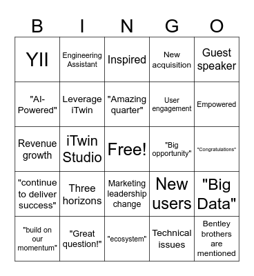 Q4 All Hands Meeting Bingo Card