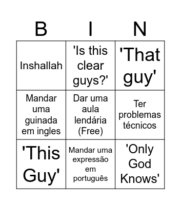 Bingo do Damásio Bingo Card