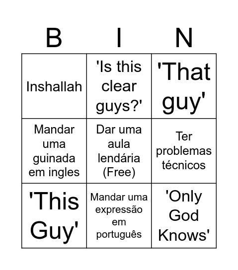 Bingo do Damásio Bingo Card