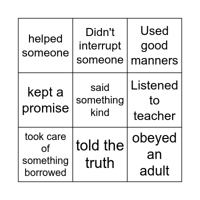 Choose Respect Bingo Card