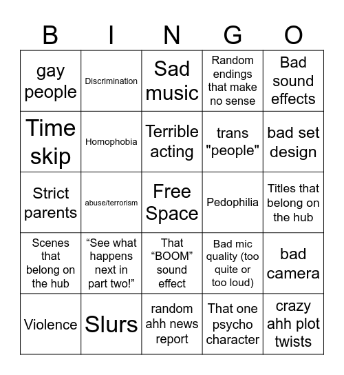 fent bingo Card