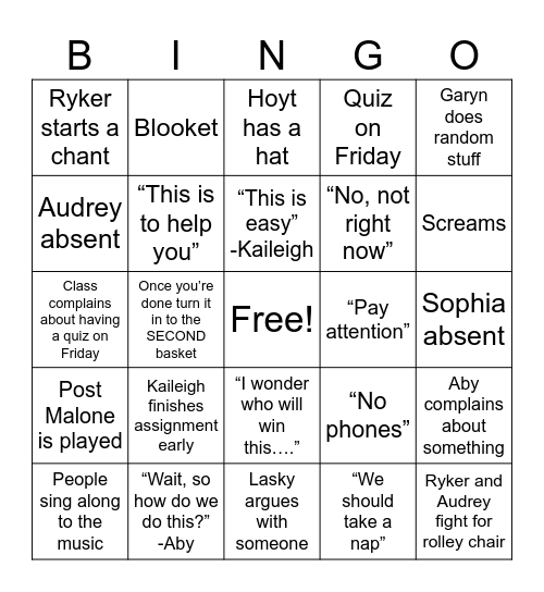 Spanish class bingo Card