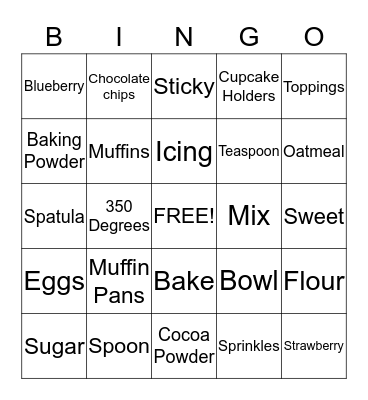 "Muffins in the Morning" Bingo Card