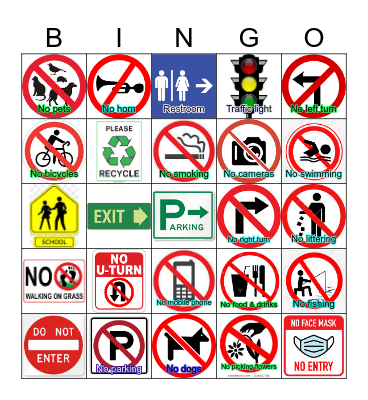 Signs Bingo Card