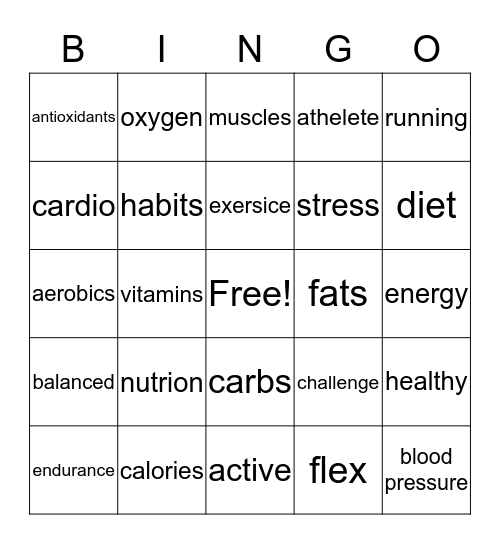 Fitness Bingo Card