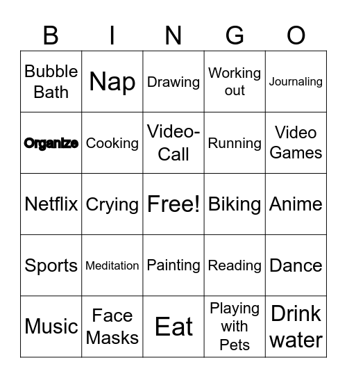 SHUFFLE Bingo Card