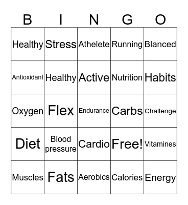 Fitness Bingo Card