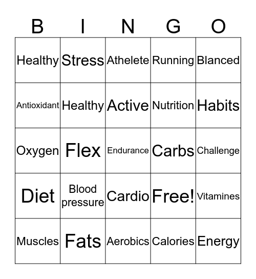 Fitness Bingo Card