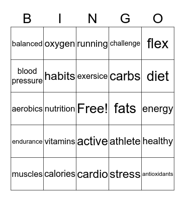 Fitness Bingo Card