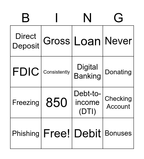 BANKING Bingo Card