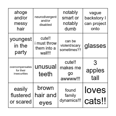 angels faves :D Bingo Card